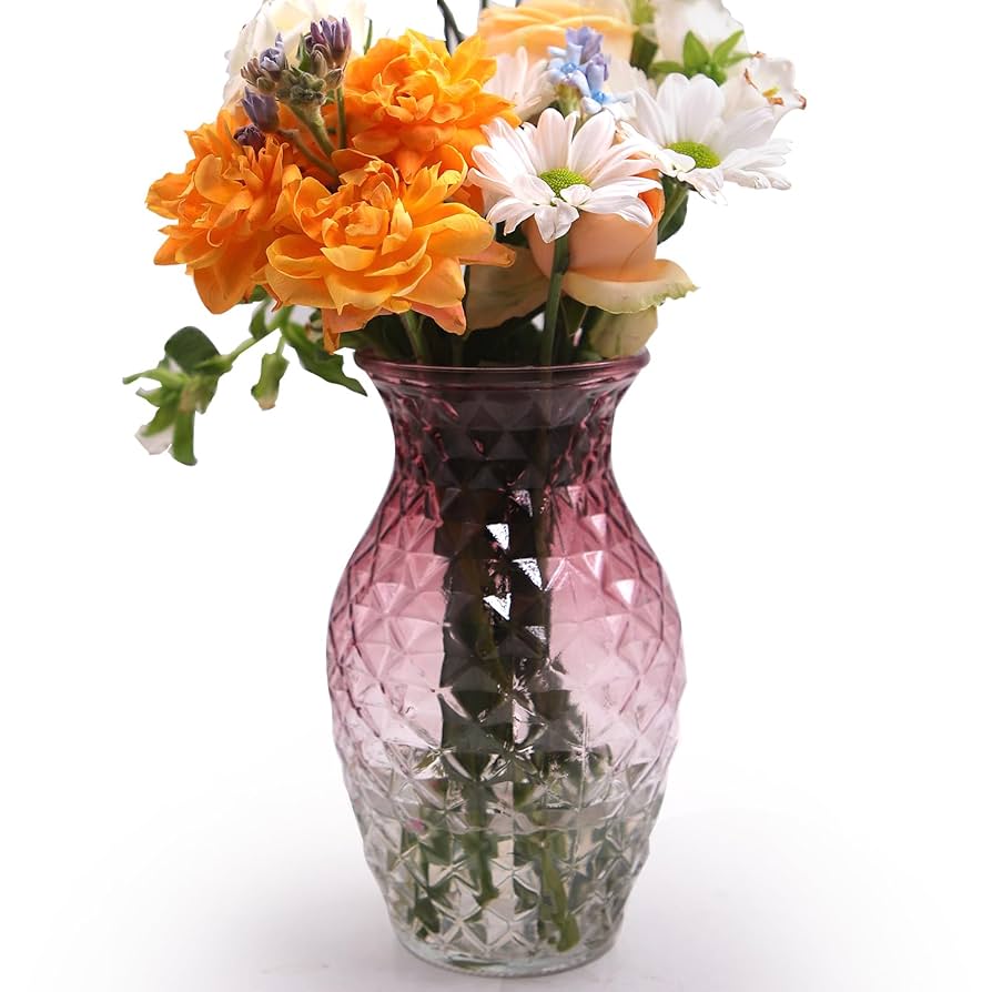 ガラス製フラワーベース パープルと透明のグラデーション Amazon.co.jp: OFFIDIX 花瓶 ガラス製 グラデーション 透明